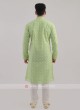 Lucknowi Work Kurta Pajama In Light Green